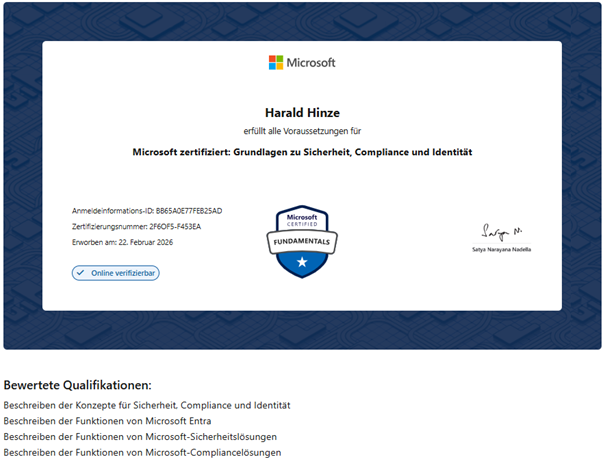 Microsoft SC-900 Zertifikat